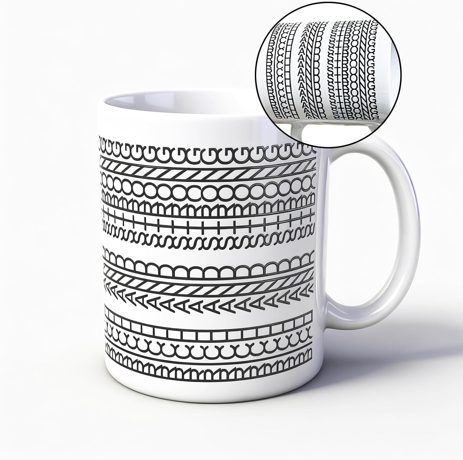 Nordic Minimalist Black & White Geometric Ceramic Mug – 350ml Large Capacity Coffee & Tea Cup