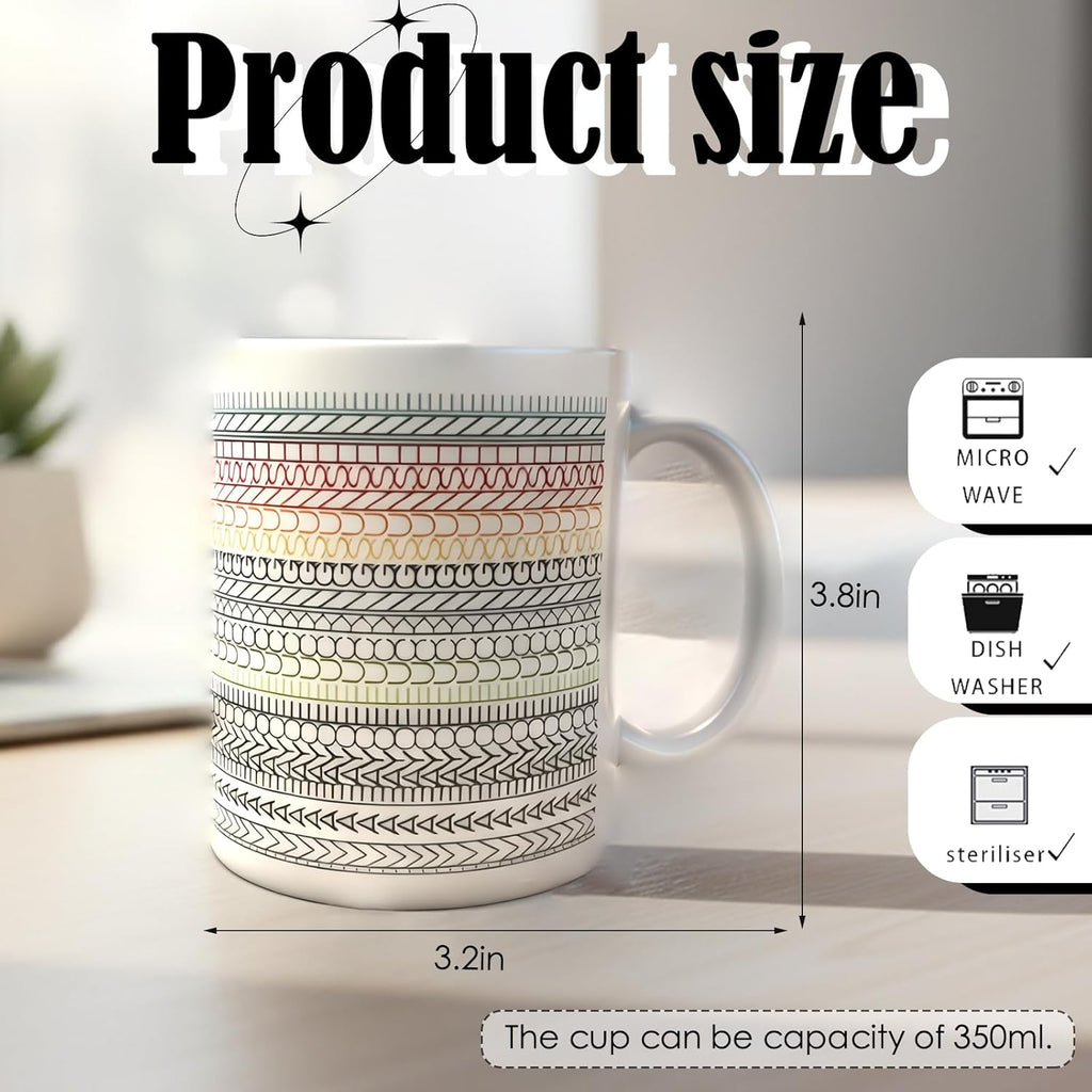 Nordic Minimalist Black & White Geometric Ceramic Mug – 350ml Large Capacity Coffee & Tea Cup