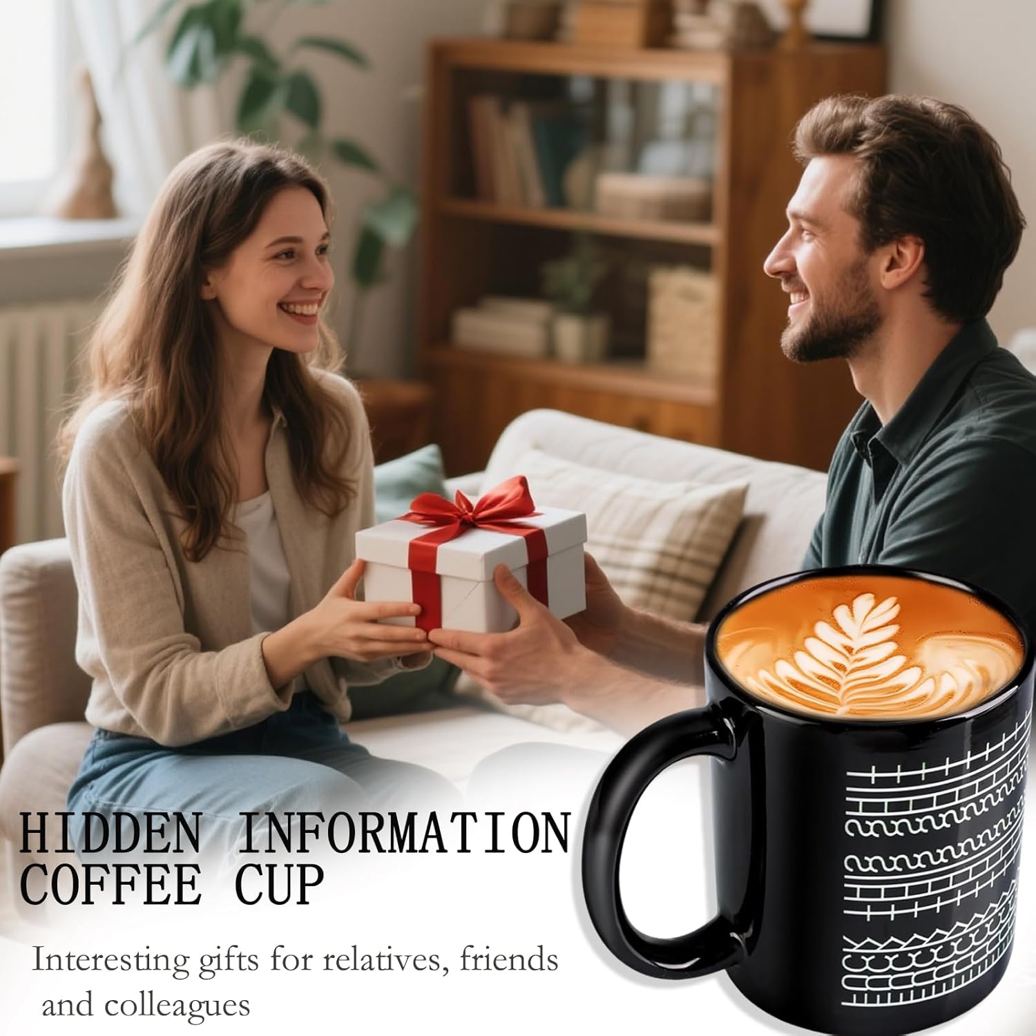 Nordic Style Black and White Geometric Ceramic Mug 350ml – Microwave & Dishwasher Safe, Modern Coffee Cup for Home & Office
